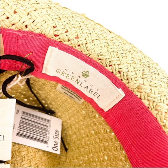 NWT QUAGGA Green Label Fedora Straw
Sun Hat w/Pom Trim in Pink.Adjustable Size. - Picture 6 of 6